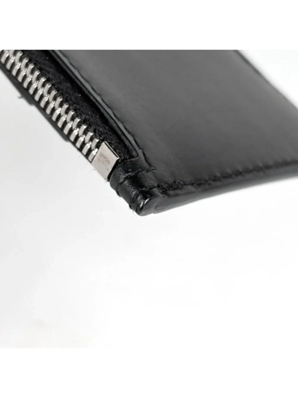 Bottega Veneta Card Case Intrecciato Fragment Leather Black Orange